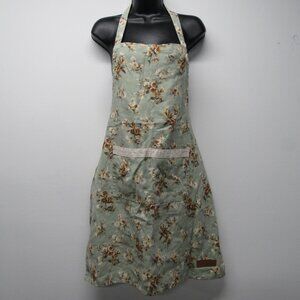 LAURA ASHLEY Chef Apron Little Darlings Green Brown Shabby Floral One Size ⭐